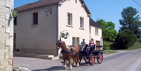 Le cadre  Pesteau, attelage devant le gte